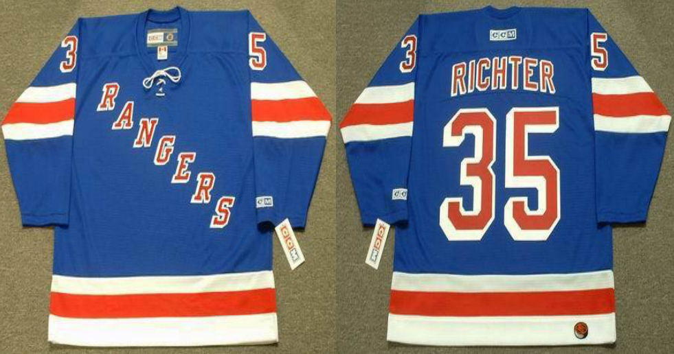 2019 Men New York Rangers 35 Richter blue style 3 CCM NHL jerseys